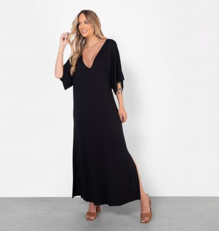 Vestido Longo Kaftan Com Decote V