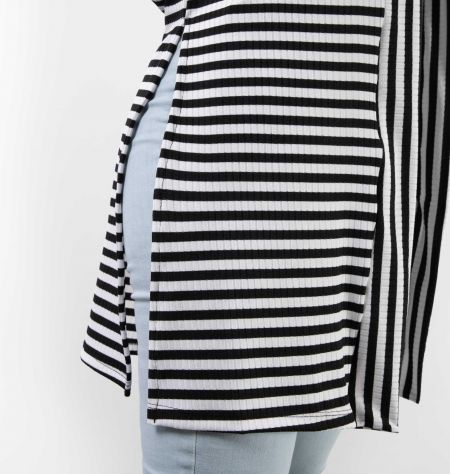 Cardigan Com Abertura Frontal Listrado