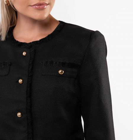 Casaqueto Abotoamento Frontal Em Tweed